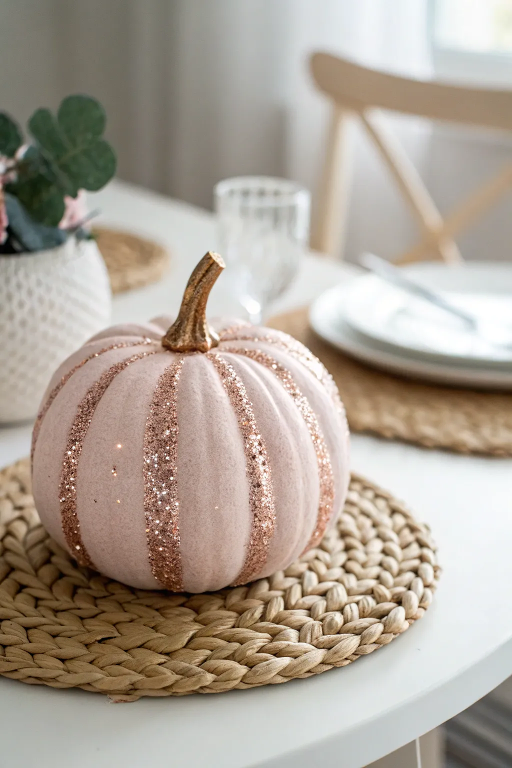 Add a touch of sparkle to your decor with this glam glitter pink pumpkin!