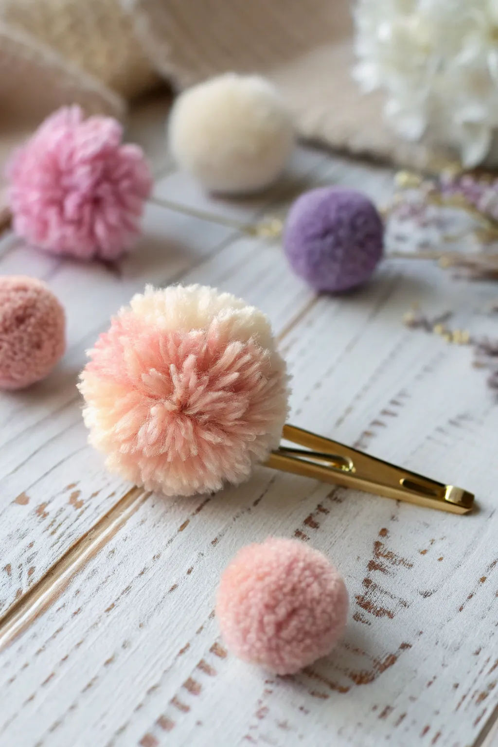 Elevate your hairstyle with a pop of pastel charm! 🌸 #MinimalistBoho #PomPomAccessories