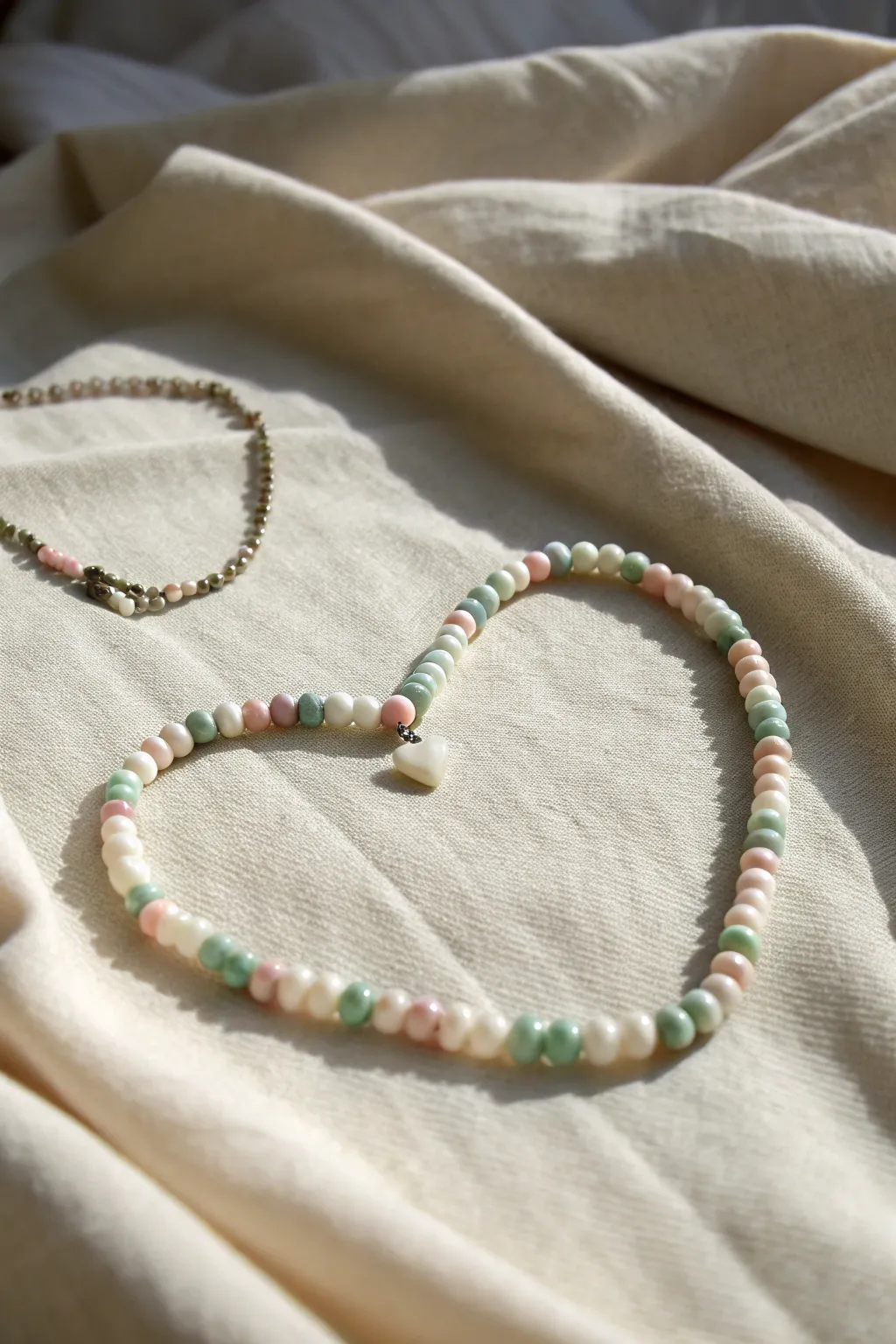 Embrace whimsy with a heart-shaped pony bead necklace, where simplicity meets playful elegance.