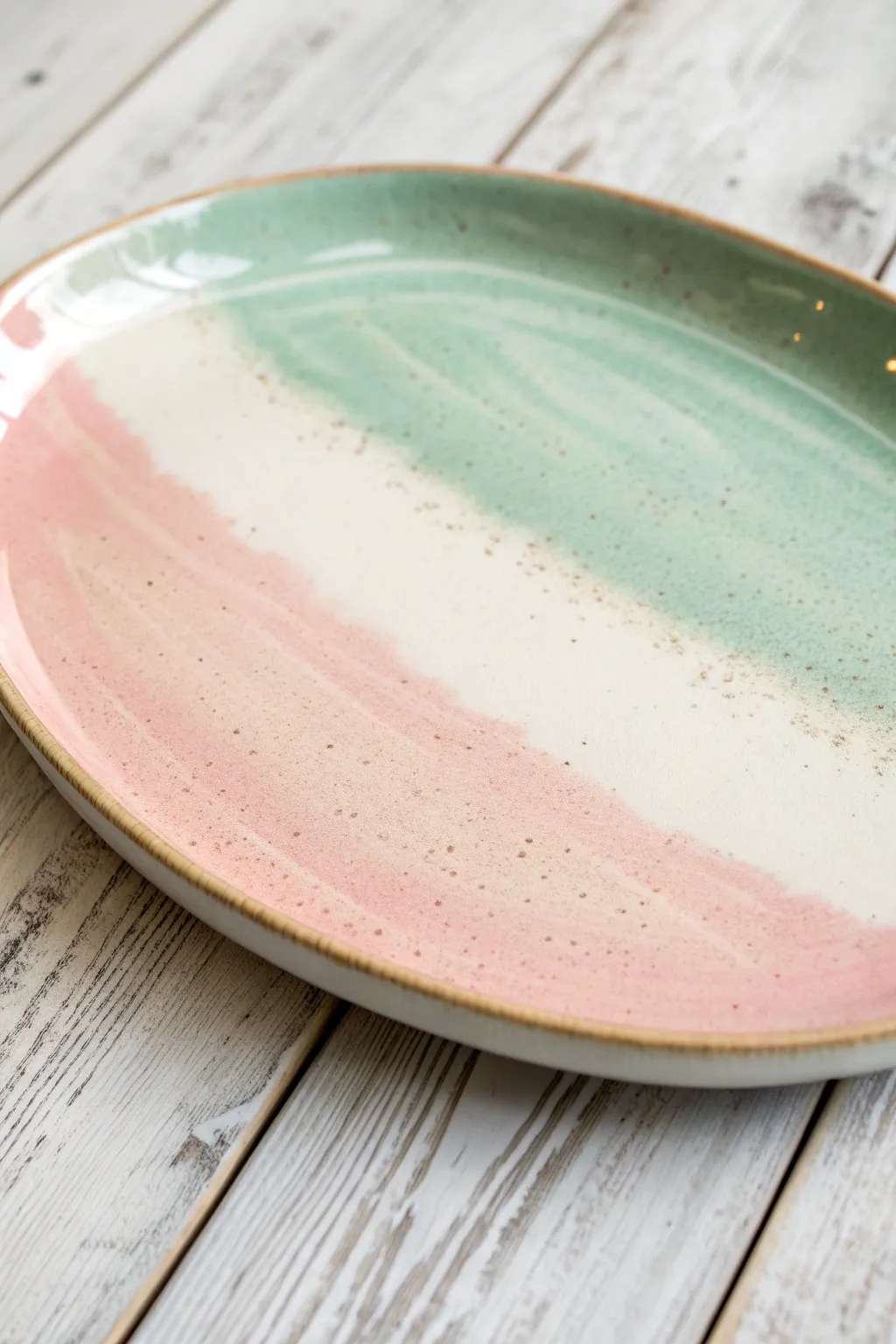 Discover the enchantment of glaze layering with this one-of-a-kind pottery platter, where colors blend into a magical masterpiece.