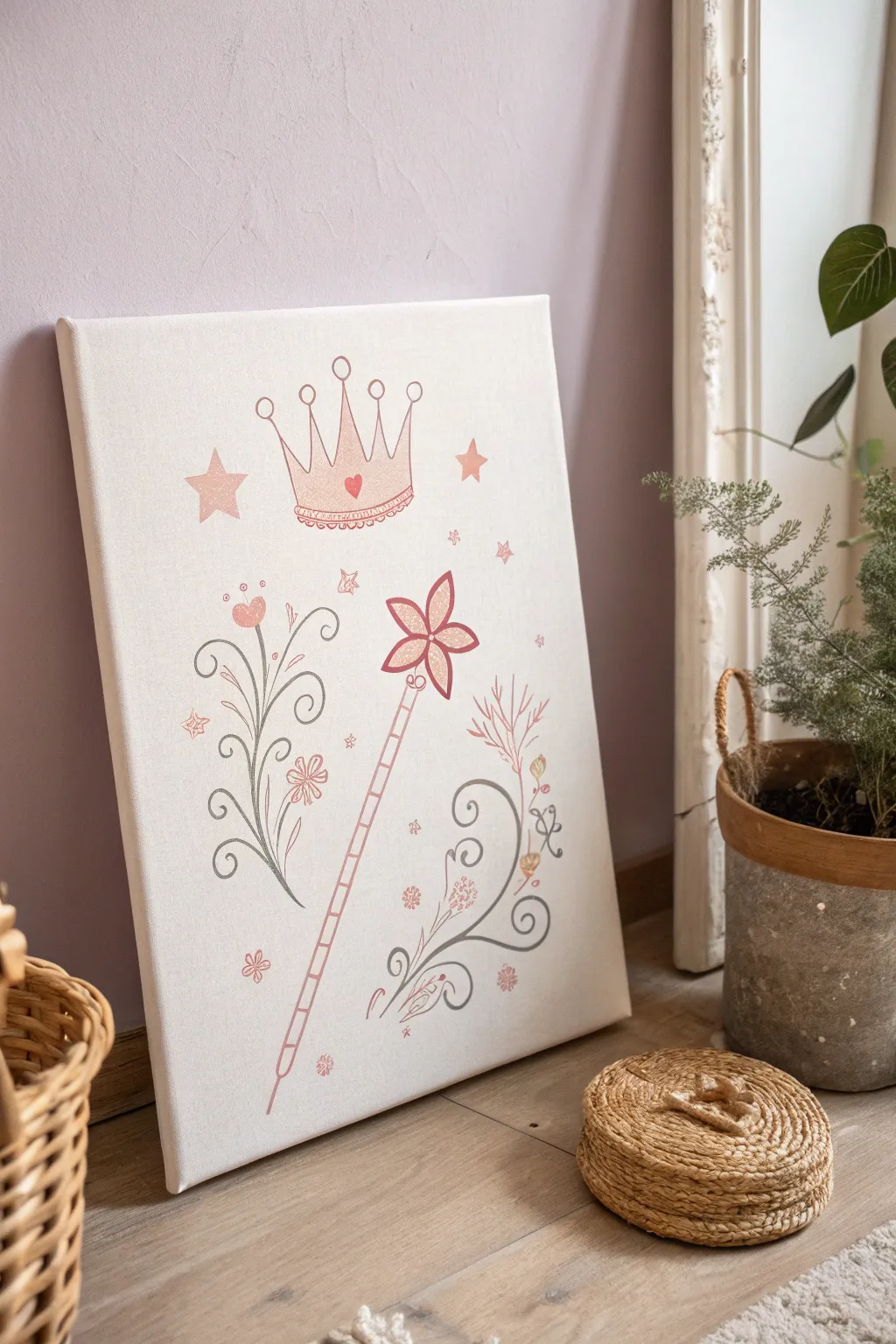 Transform your child's space with enchanting princess wall art that celebrates simplicity and elegance.