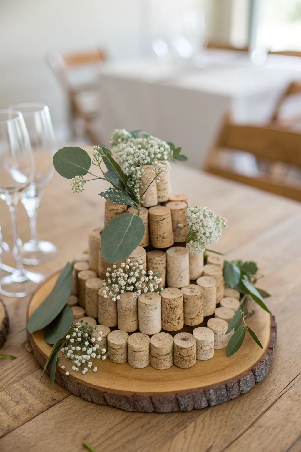 Elevate your dining experience with a minimalist cork centerpiece, where simplicity meets natural elegance.