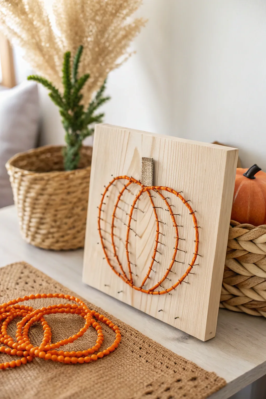 Embrace the art of simplicity with this striking pumpkin string art piece – a perfect blend of minimalist style and Boho charm.