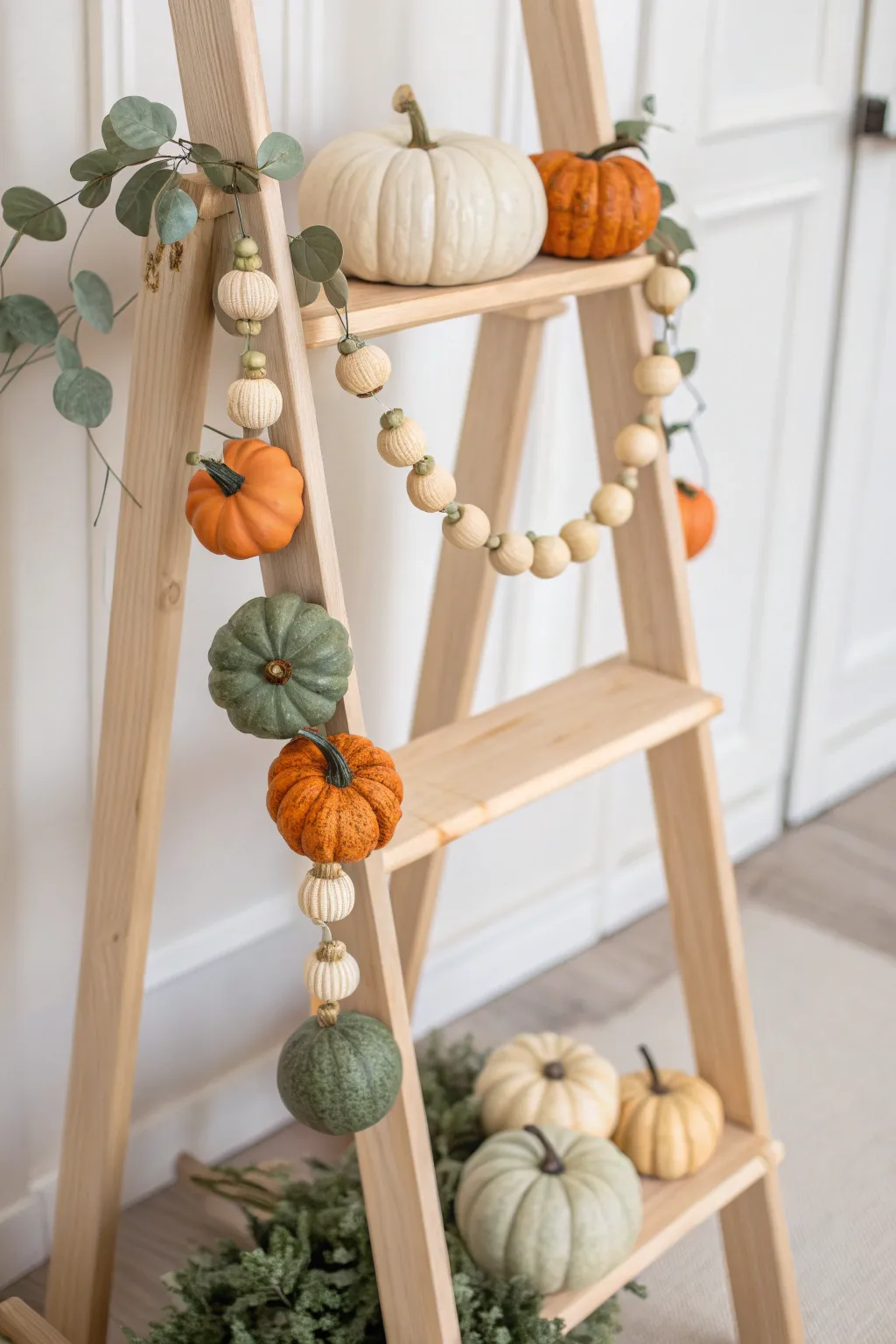 Elevate your autumn decor with a stunning gourd garland—simplicity and elegance in every detail.