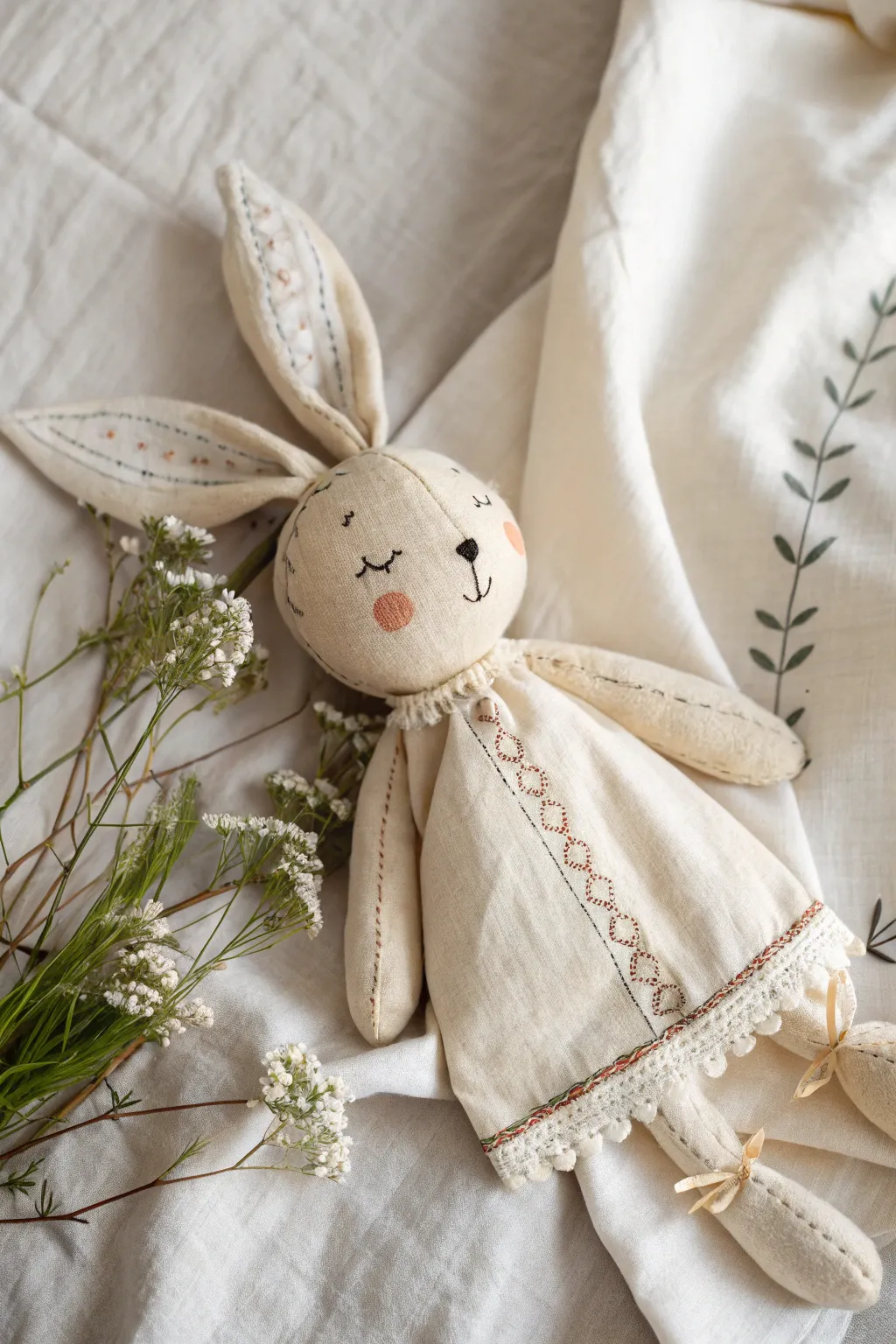 Handcrafted elegance: Embrace the charm of this minimalist bunny puppet, perfect for adding a touch of whimsy to your Easter decor.
