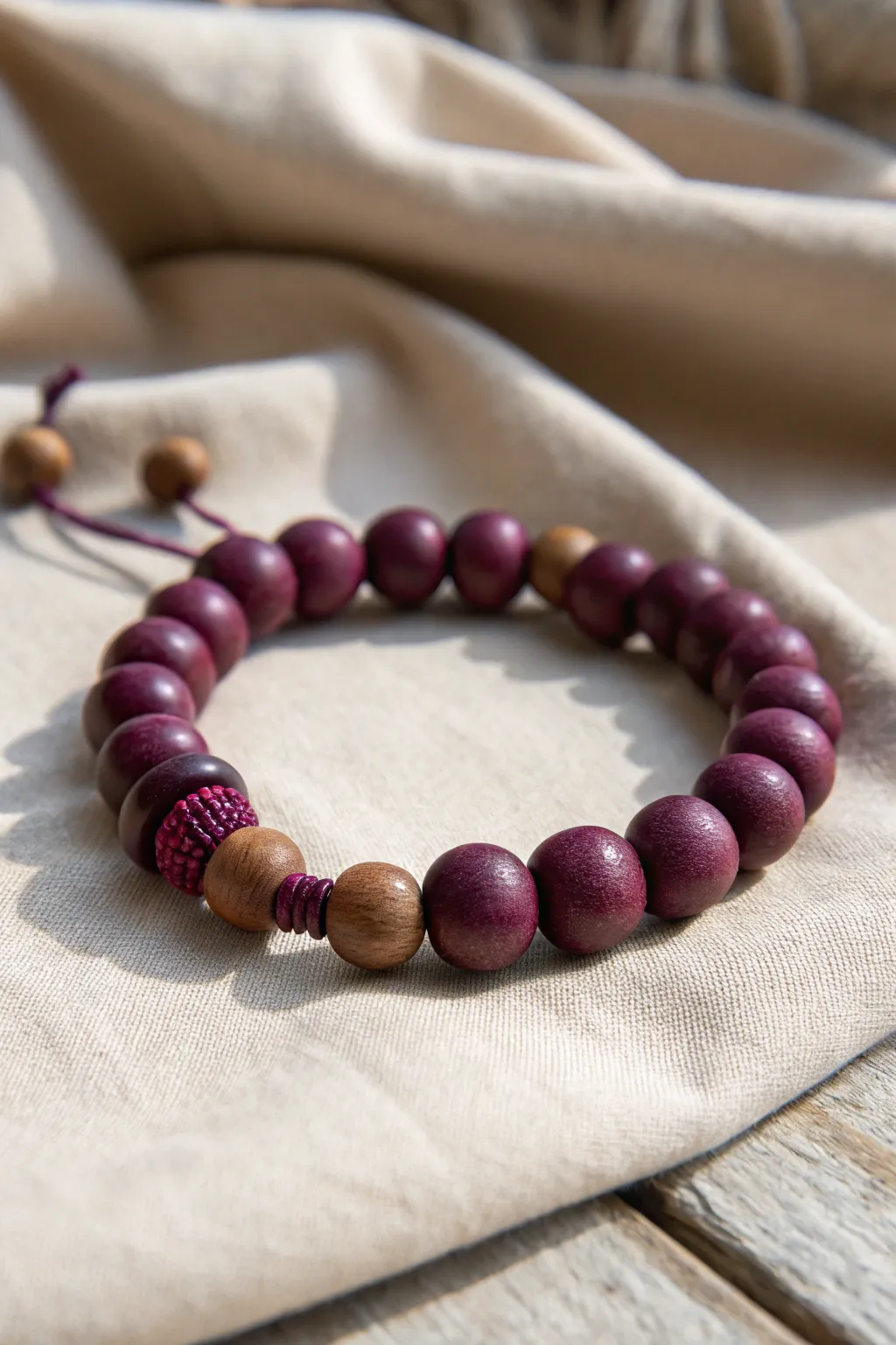 Elevate your boho style with this handcrafted purple clay bead bracelet, where natural beauty meets minimalist elegance.