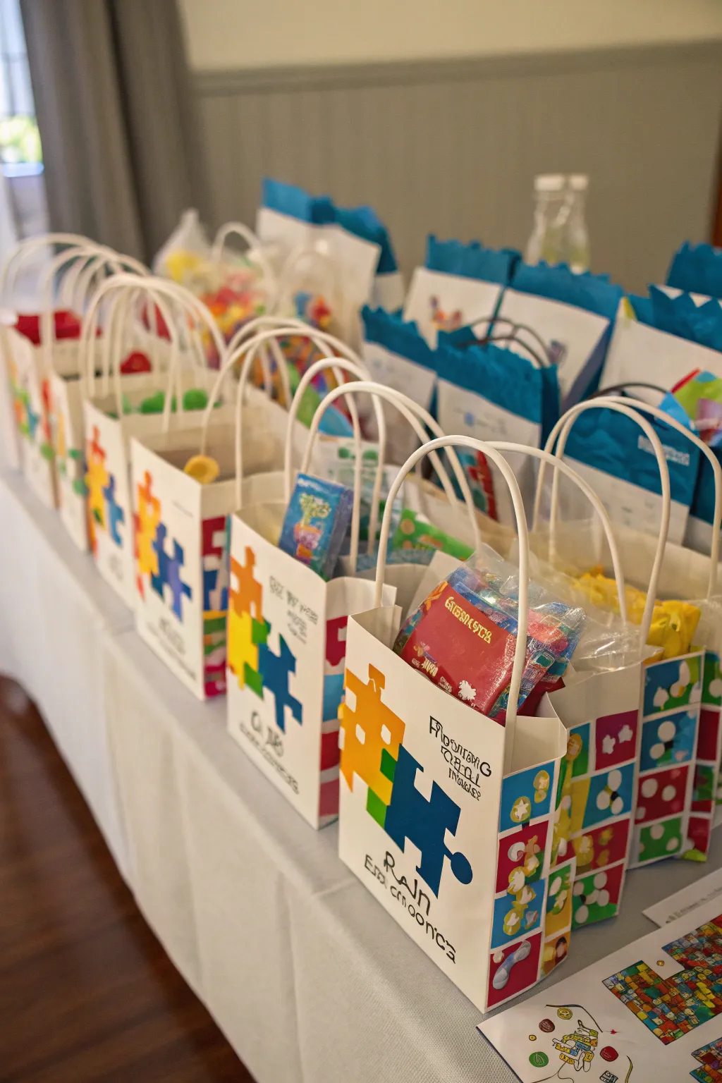 Puzzle piece party favors are a thoughtful way to thank guests for coming.