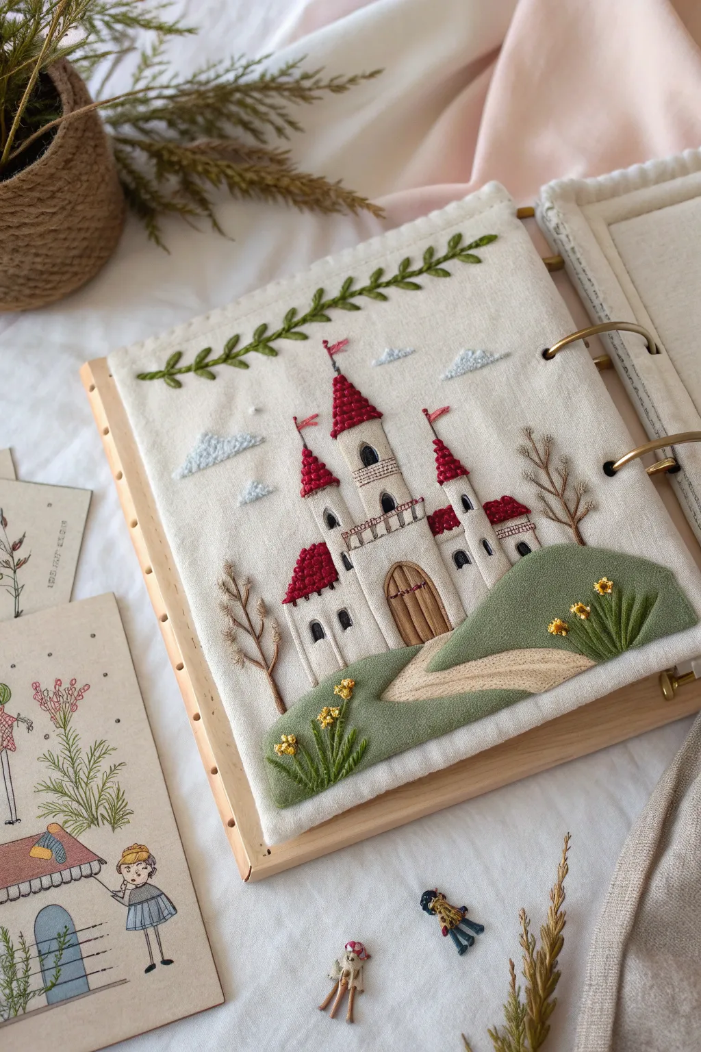 Embark on a fairytale adventure with this enchanting quiet book page, where mystical castles and charming knights await.