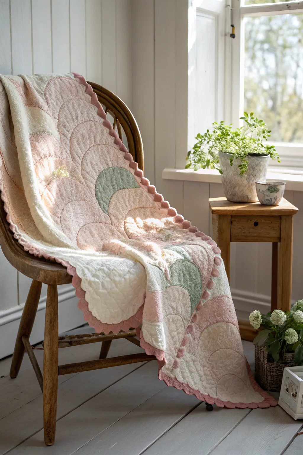 Elevate your quilt game with enchanting scalloped edges for a touch of fairytale magic.