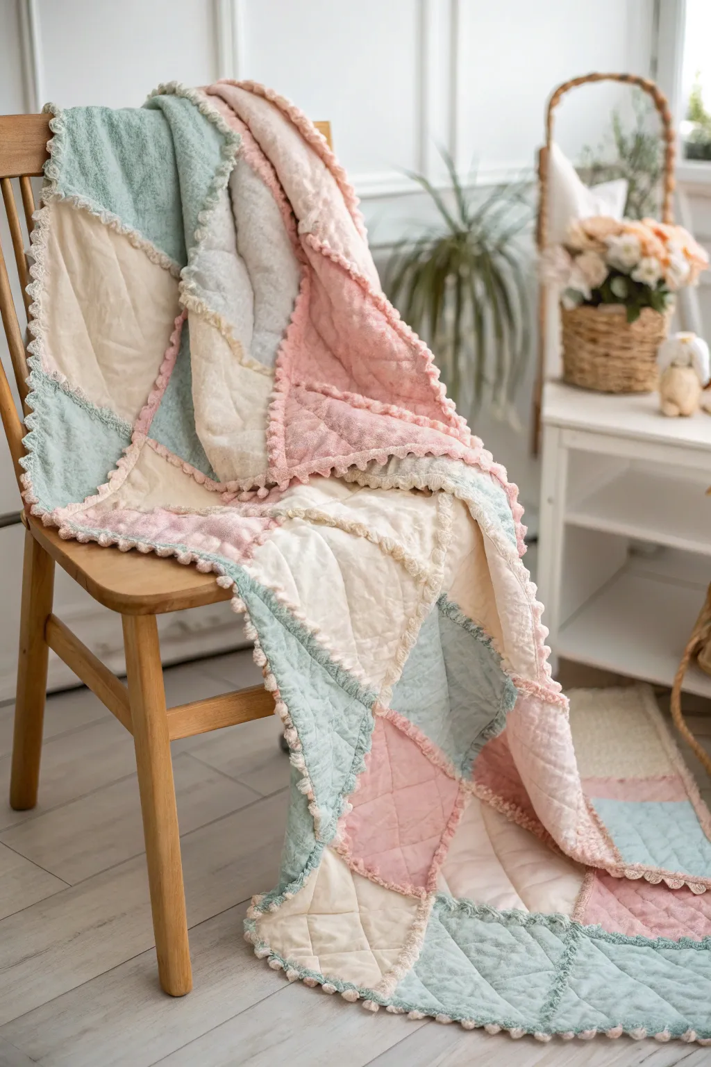 Embrace elegance with scalloped edges: a gentle wave of beauty for your handcrafted quilt.