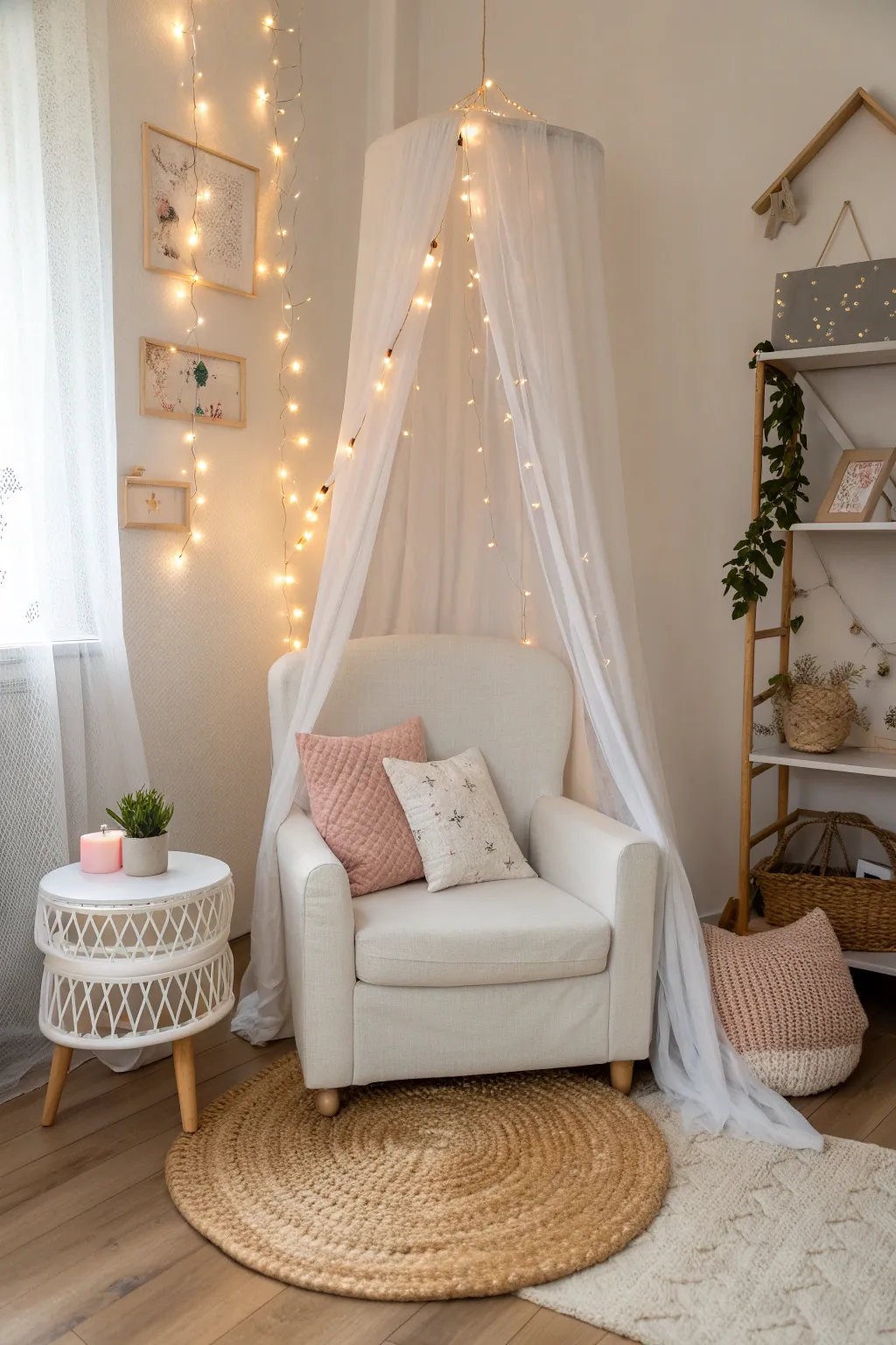 Create a magical reading nook with twinkling fairy lights for enchanting storytime adventures.