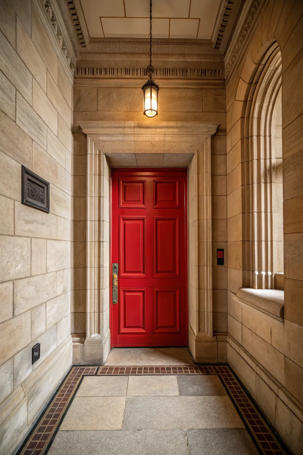 A bold door color that makes a lasting impression.