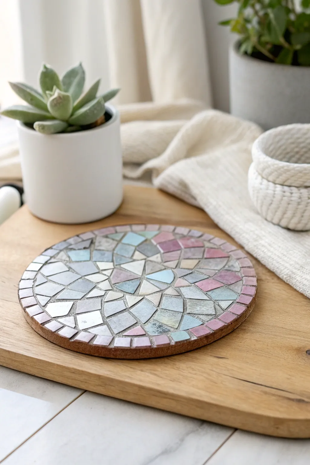 Transform old CDs into stunning mosaic coasters—where sustainability meets Scandinavian elegance.