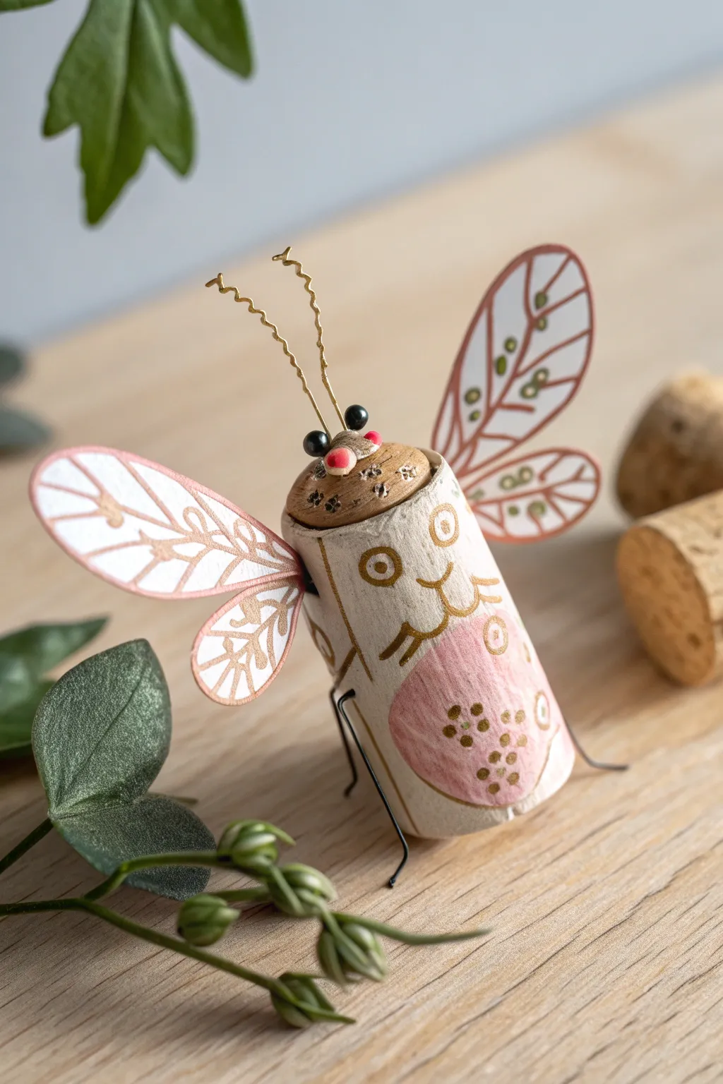 Embrace the charm of upcycled elegance with this adorable cork love bug!