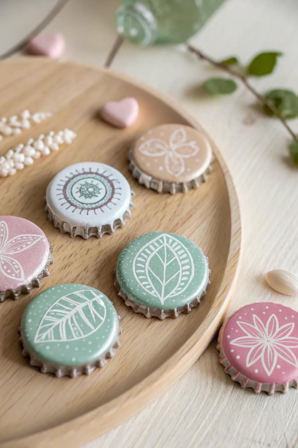 Transform bottle caps into charming magnets with a Scandinavian-Boho twist!