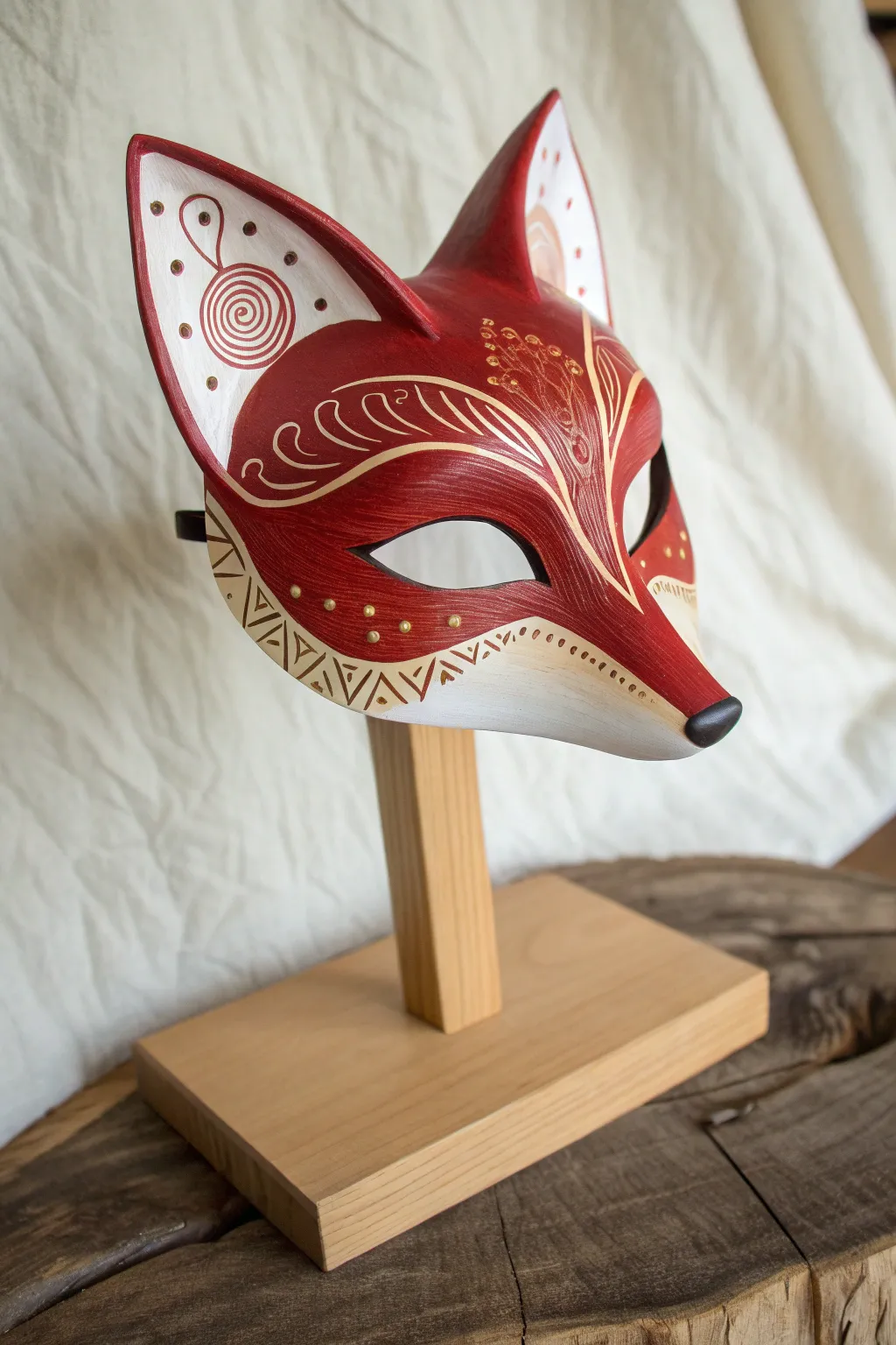 Embrace your inner transformation with this handcrafted red fox mask, where simplicity meets natural beauty.