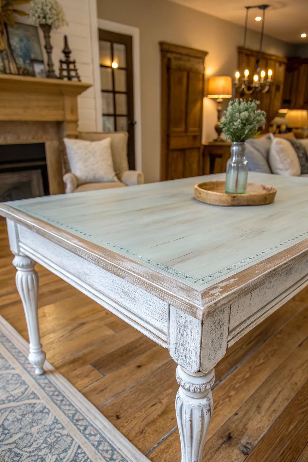 Elevate your space with the timeless charm of a chalk-painted table top.