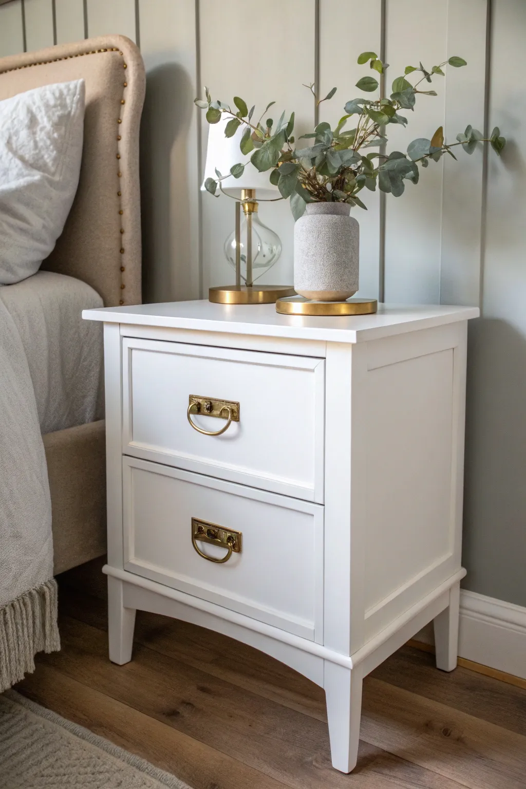 Discover the charm of vintage hardware: Transform your nightstand with a touch of timeless elegance.
