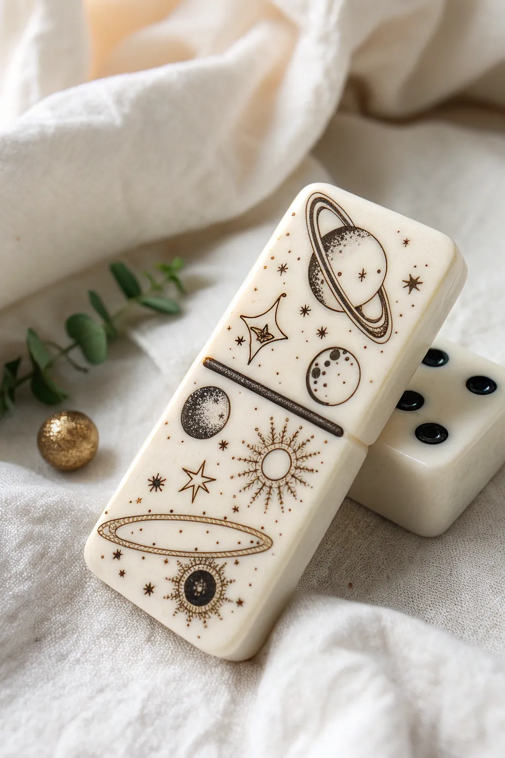 Explore the cosmos with every game – minimalist solar system resin dominoes for a touch of celestial beauty in your playtime.
