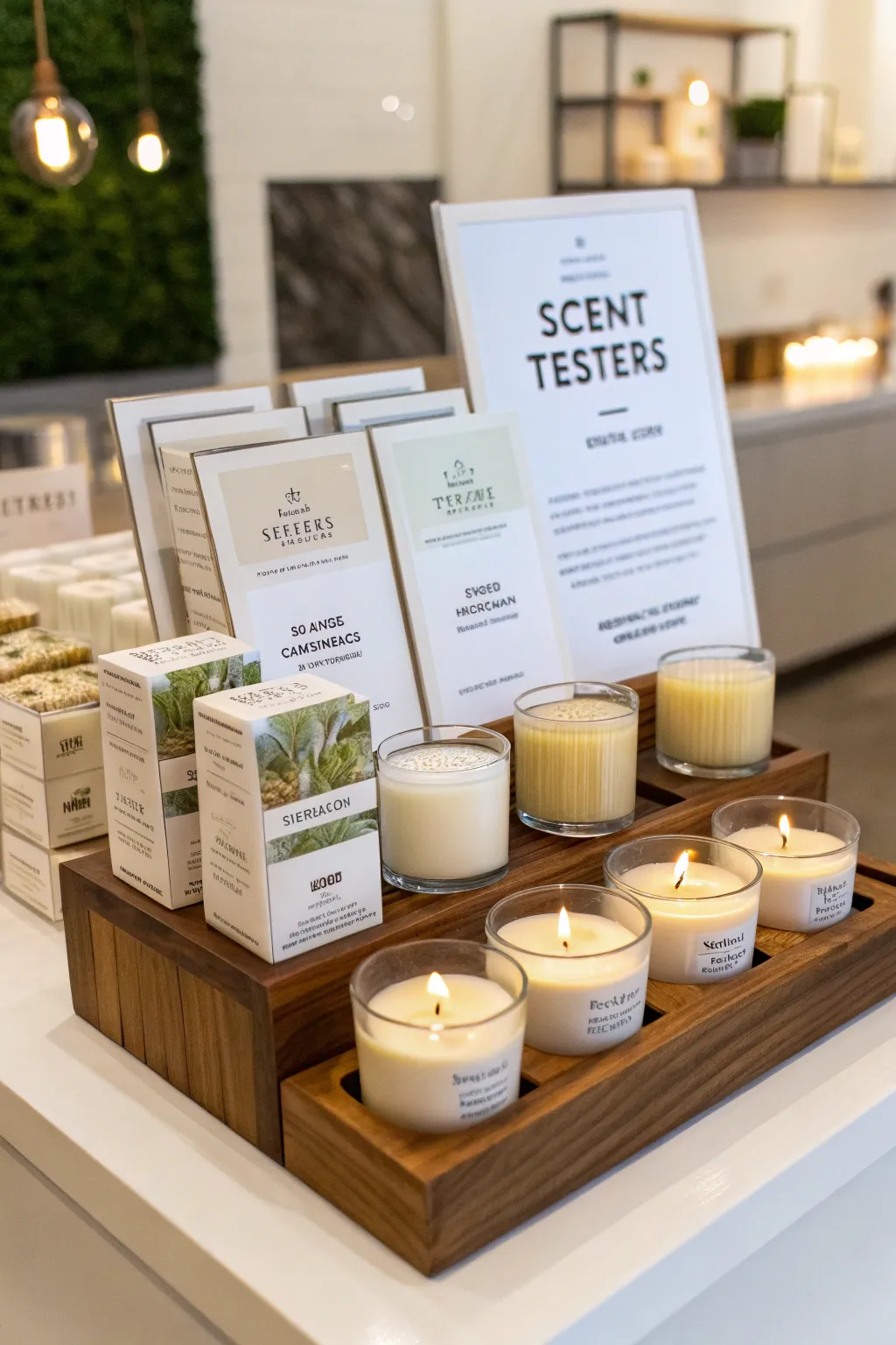 Interactive scent station inviting customer engagement.