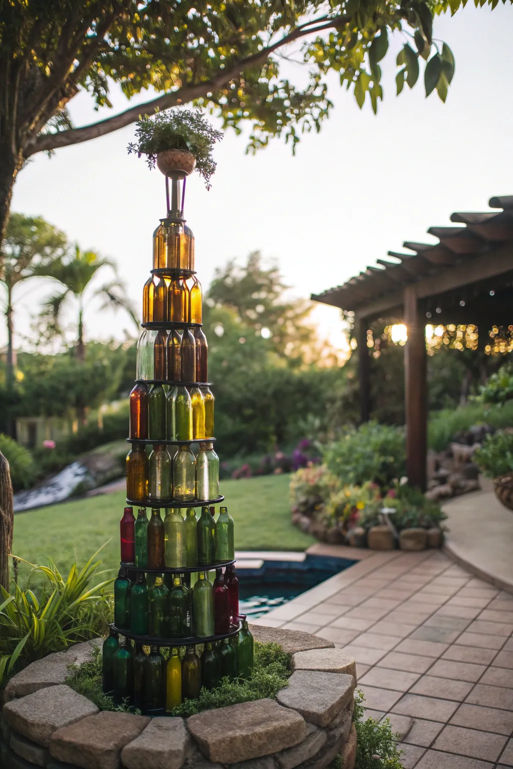 Transform ordinary bottles into mesmerizing garden art that captures the essence of simplicity and creativity.