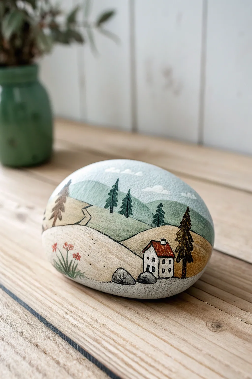 Capture the essence of your favorite view with a beautifully painted miniature landscape rock.