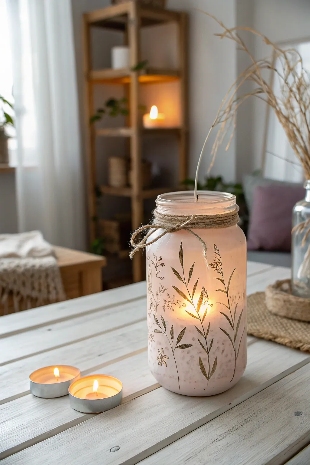 Illuminate your evenings with the serene glow of upcycled jar lanterns—where simplicity meets elegance.