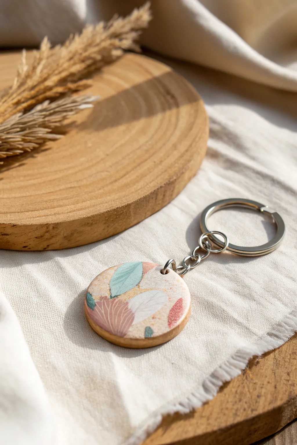 Transform your keys into a miniature art gallery with this beautifully crafted keychain.
