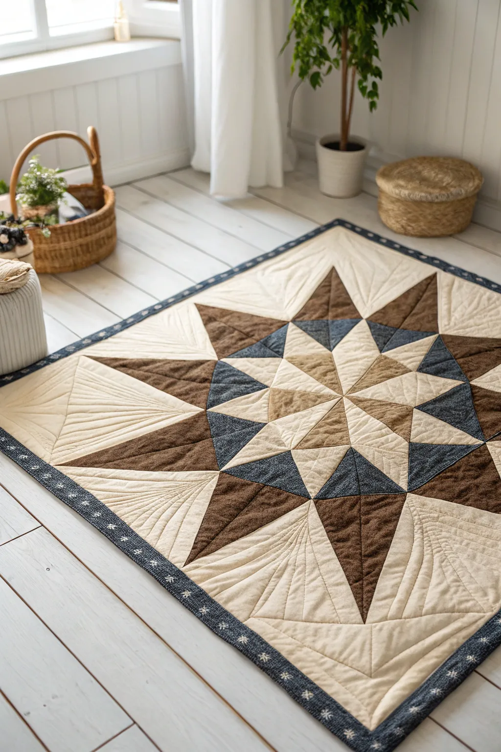 Illuminate your space with the enchanting allure of a starry quilt, where scraps weave together to create a masterpiece of simplicity and elegance.