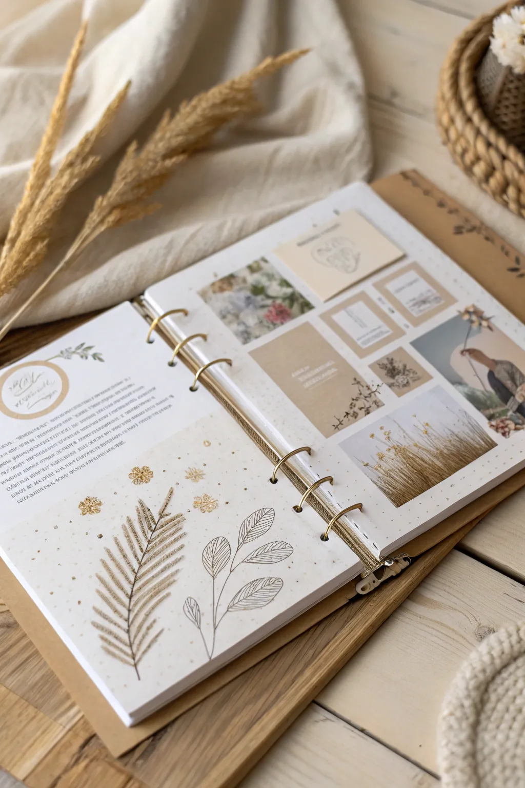 Embrace the art of layering with this minimalist scrapbook masterpiece, where simplicity meets natural beauty.