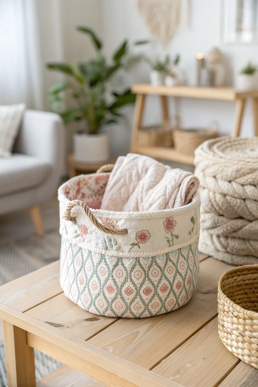 Elevate your organization game with these chic DIY fabric baskets, where simplicity meets style.