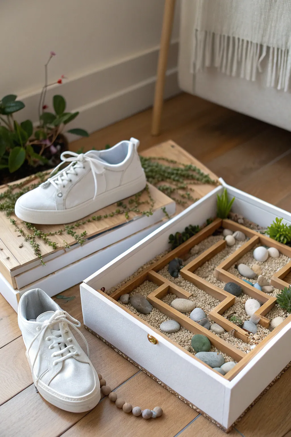 Discover endless fun with this beautifully crafted DIY marble maze in a shoe box - where Scandinavian minimalism meets Boho charm.