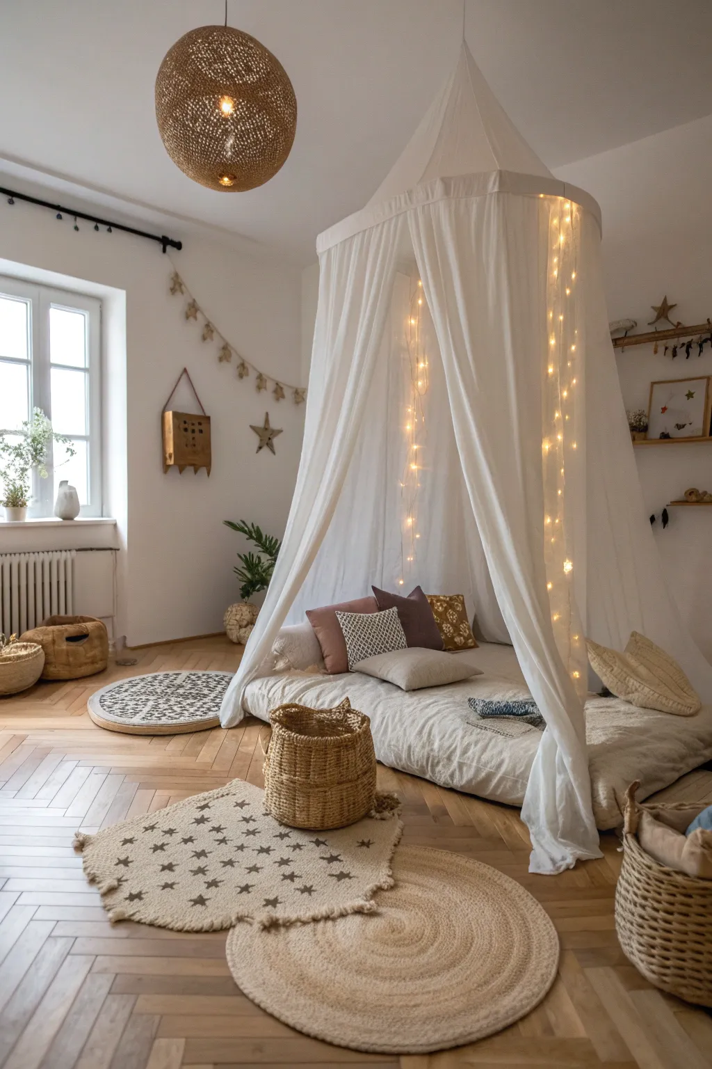 Transform your sleepover into a dreamy escape with a DIY canopy fort—perfect for cozy movie nights under the stars!