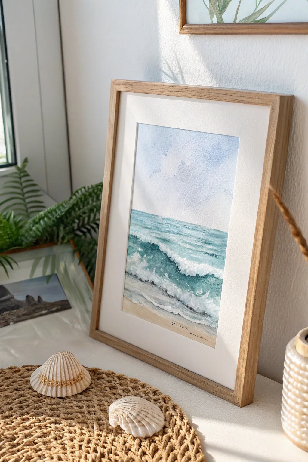 Embrace the serene beauty of miniature ocean waves in this exquisite watercolor masterpiece.
