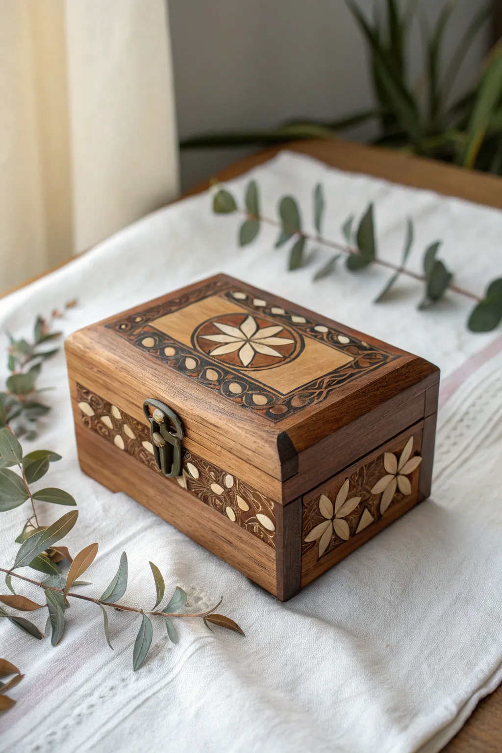 Discover the art of wood inlay: A masterpiece of craftsmanship in every small wooden gift box.