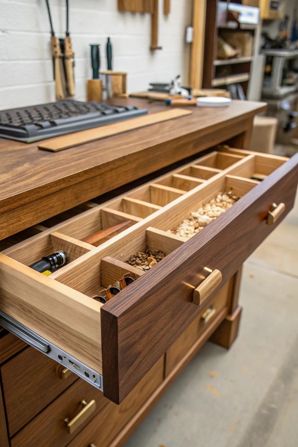 Maximize your workshop space with sleek under-bench drawers—where craftsmanship meets practicality!