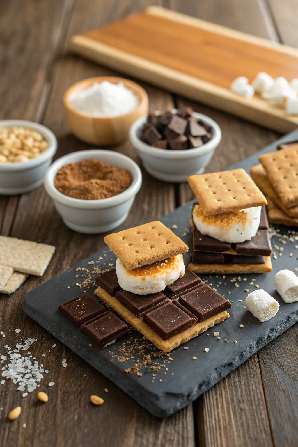 Indulge in the art of sampling with these irresistible mini s'mores creations.