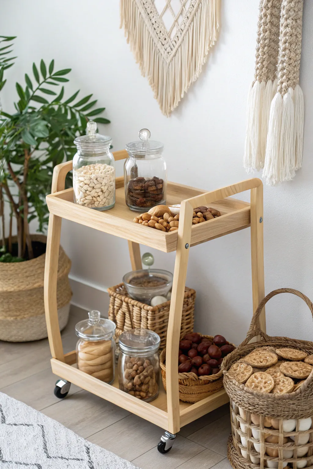 Simplicity meets elegance: Discover the art of a minimalist snack cart.