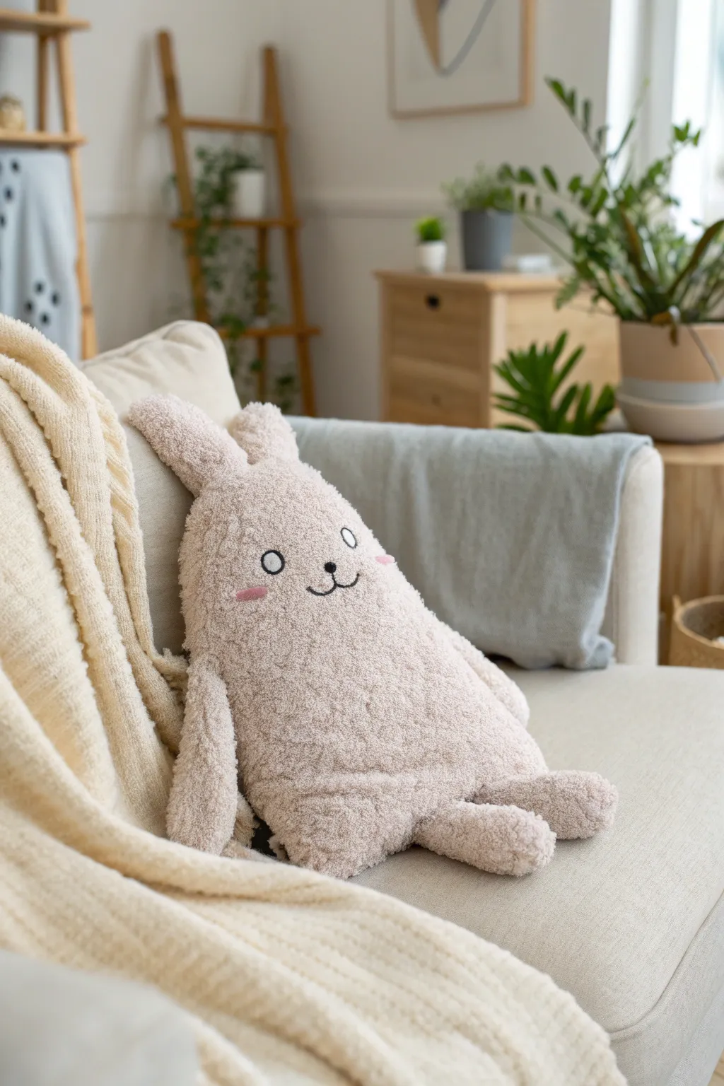 Embrace cozy elegance with this adorable fuzzy sock plushie, the perfect nap companion for any minimalist haven.