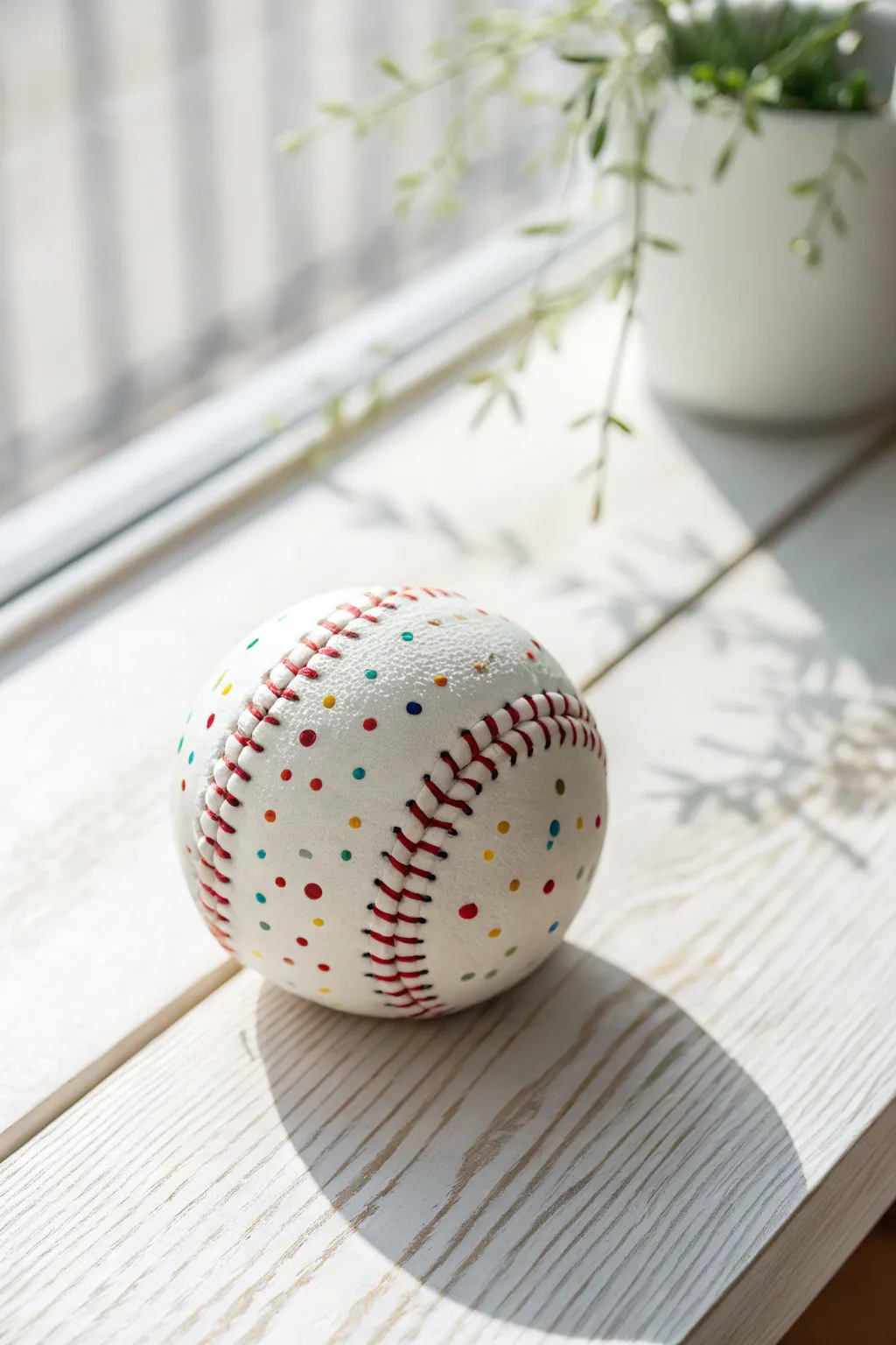 Discover the art of dot painting with this charming, handcrafted baseball—perfect for a tranquil afternoon activity.