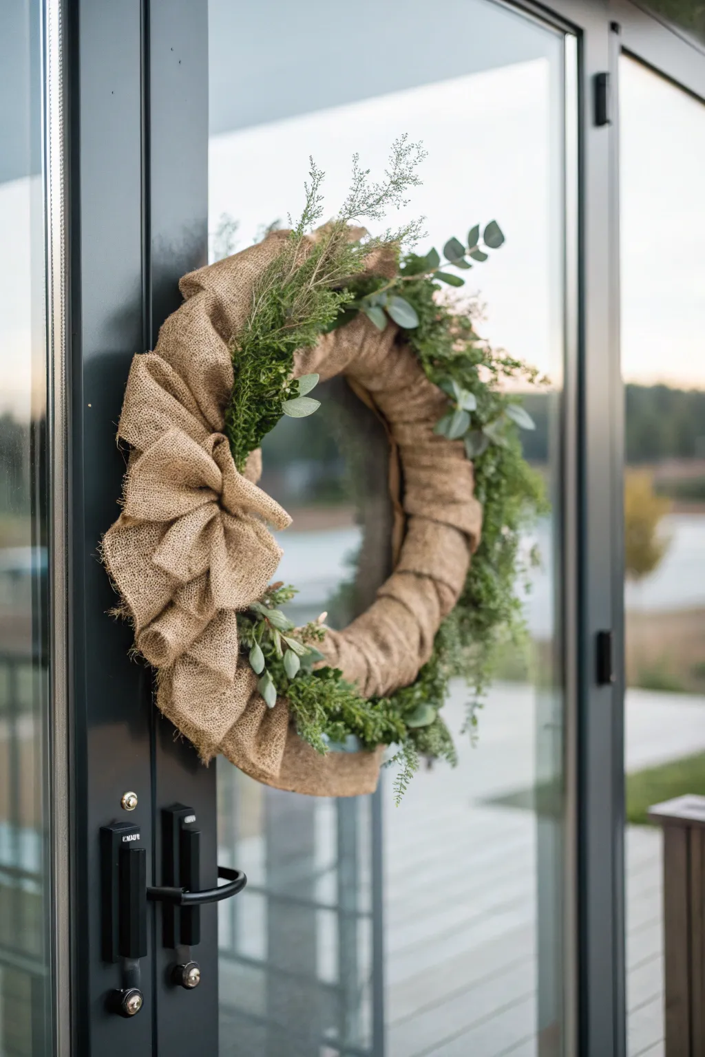 Simple and elegant, greenery enhances this minimalist wreath.
