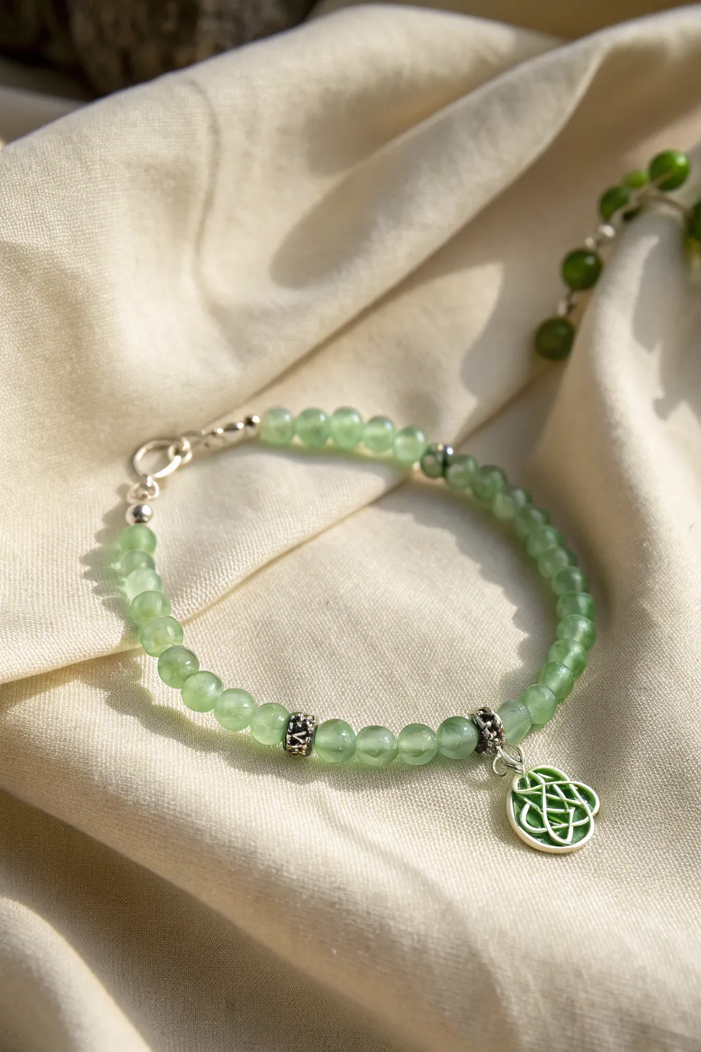 Add a touch of elegance to your St. Patrick's Day with this minimalist green beaded bracelet, perfect for a personalized style.