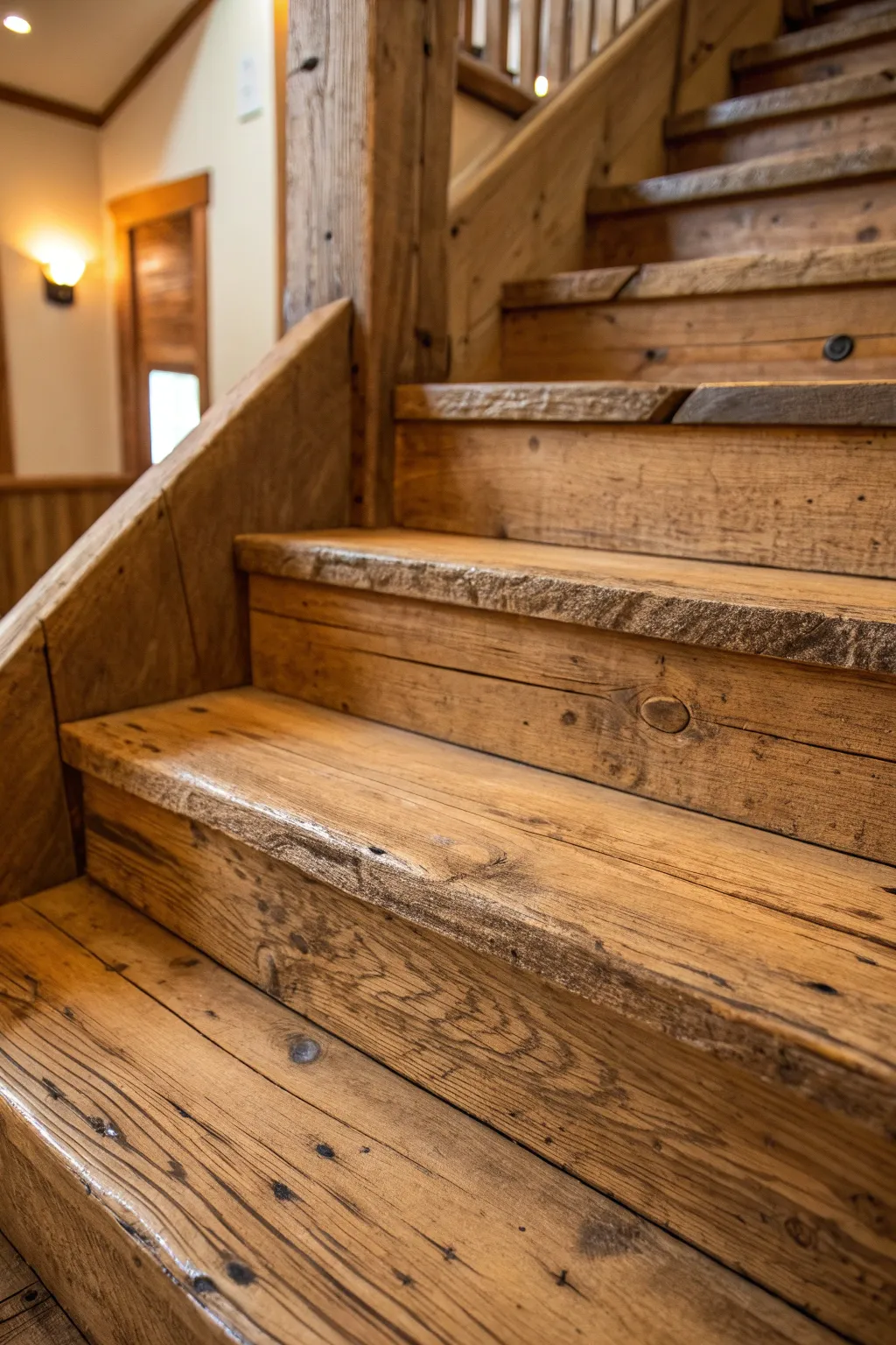 Transform your space with the timeless charm of rustic wood treads.