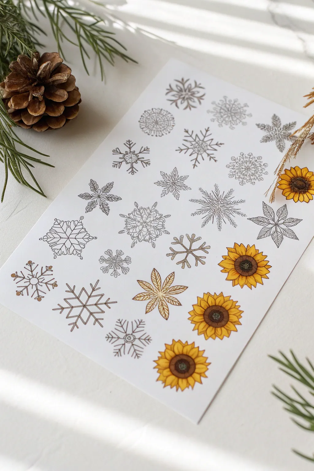 Embrace the seasons with these stunning, handcrafted stickers that bring winter's elegance and summer's warmth to your decor.