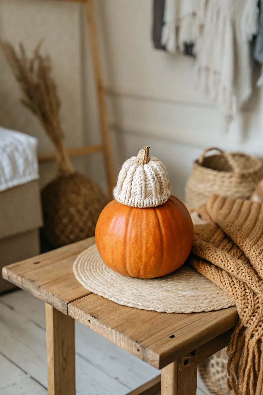 Say hello to autumn's cutest style icon—our pumpkin with a tiny hat!