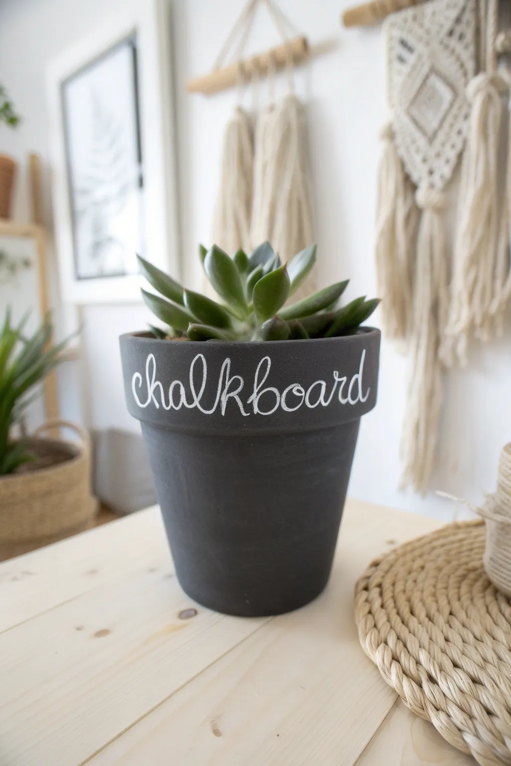 Transform your space with personalized chalkboard succulent pots – where creativity meets simplicity.