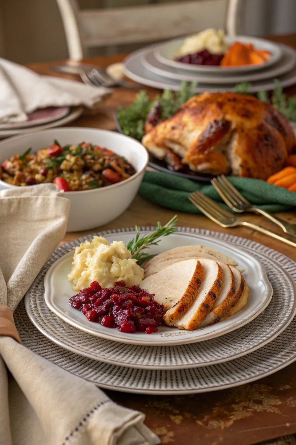 Layering adds visual interest to your table.