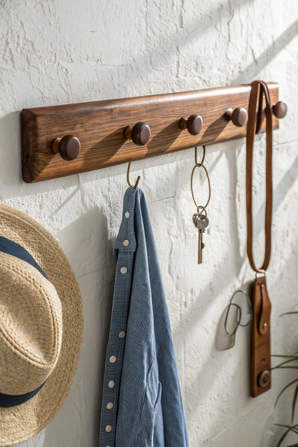 Elevate your space with a touch of elegance and practicality: the perfect wooden peg rail for modern living.