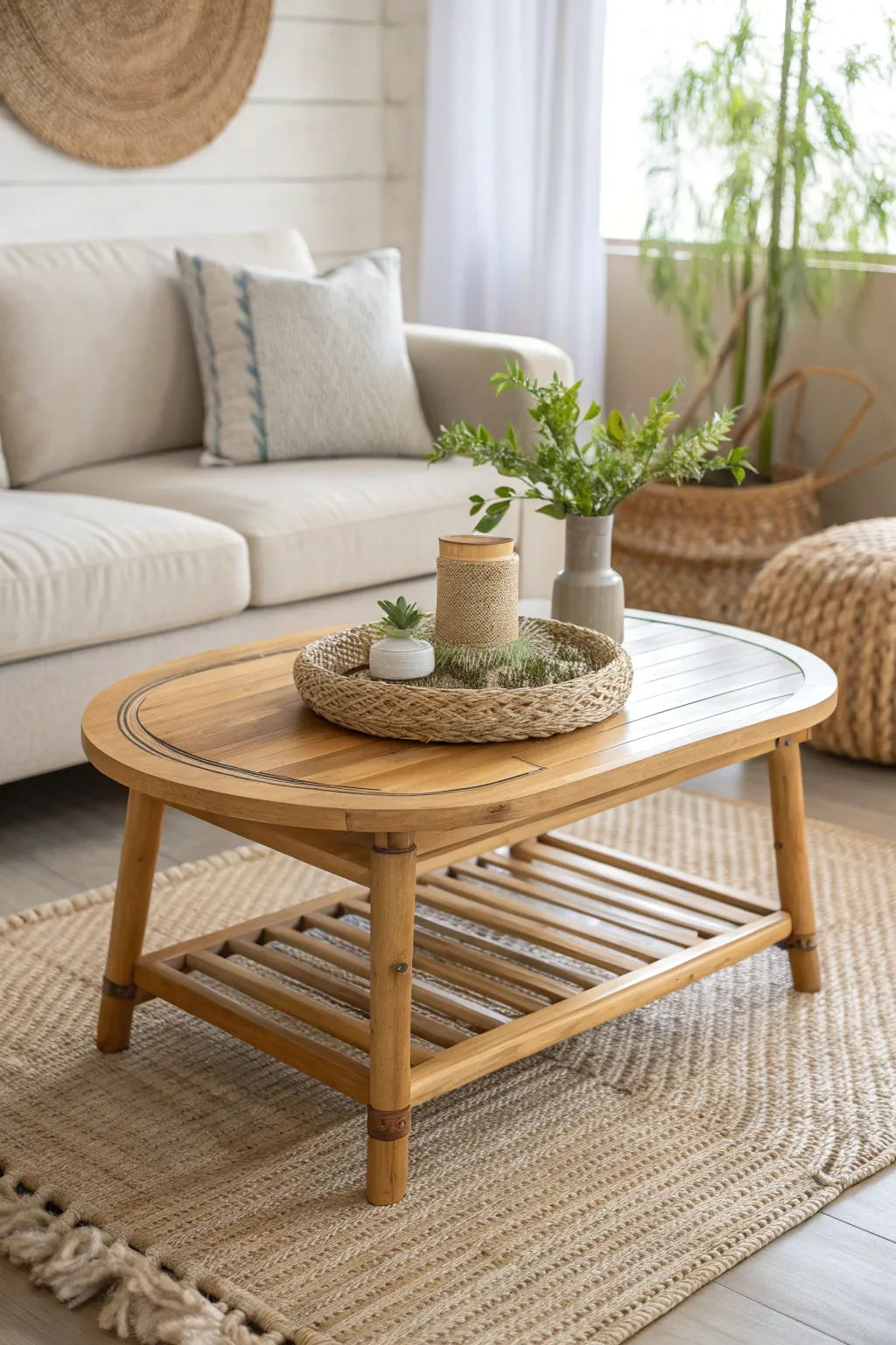 Craft your own tranquility: Elevate your living space with a bespoke bamboo coffee table.