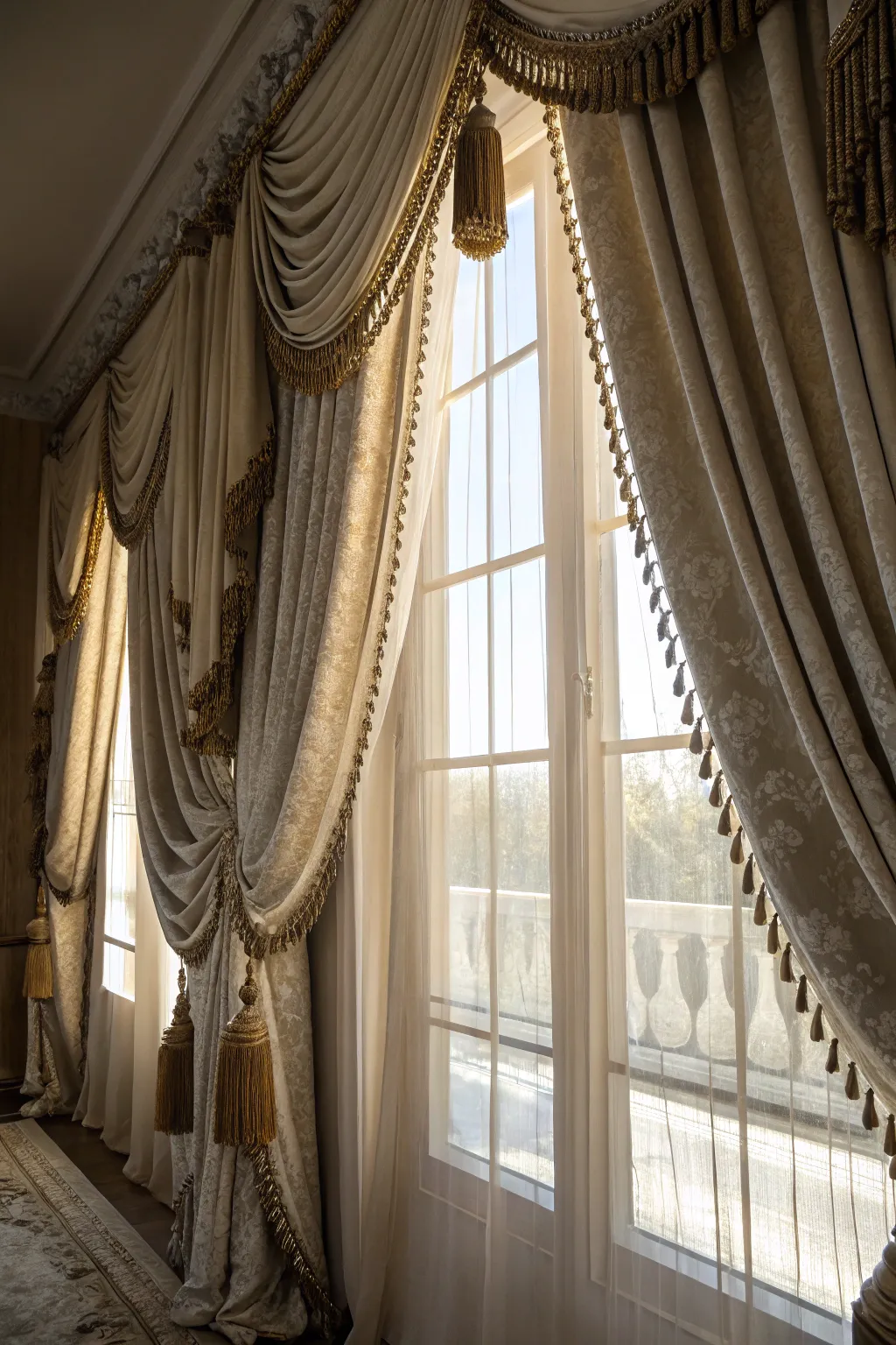 Drapes add elegance and privacy.